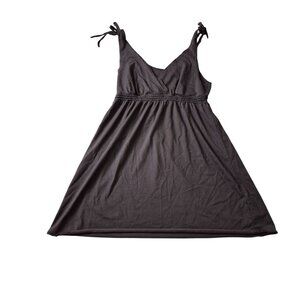 St. Johns Bay Women's Size L Tank Midi Babydoll V Neck Strappy Dress Brown‎
